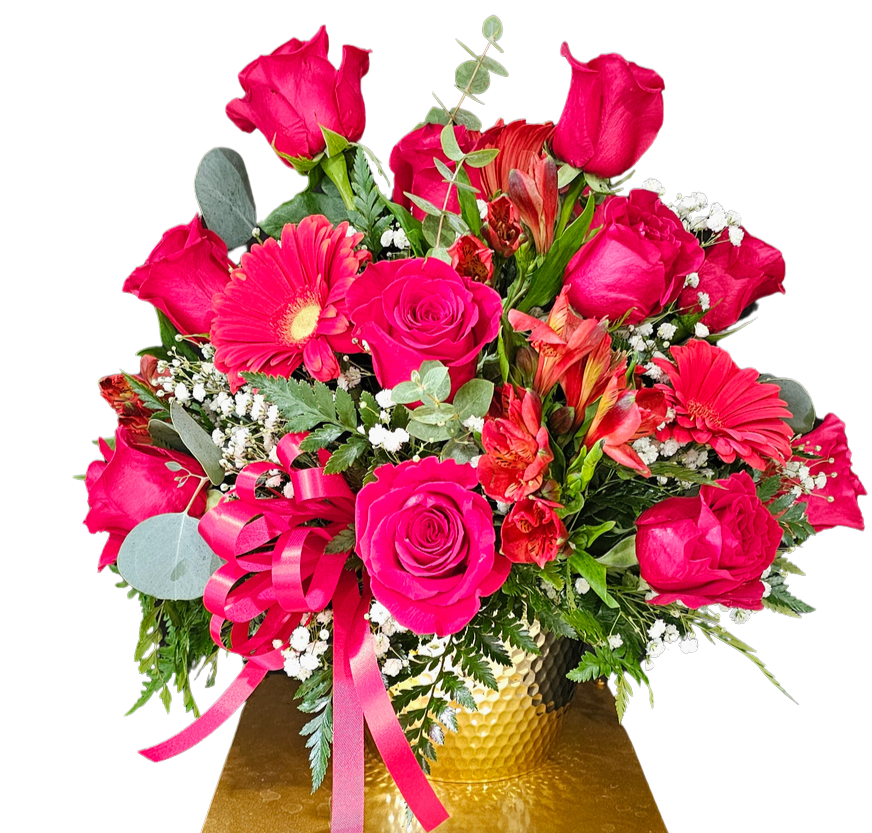 Red Rose & Gerbera Vase Arrangement