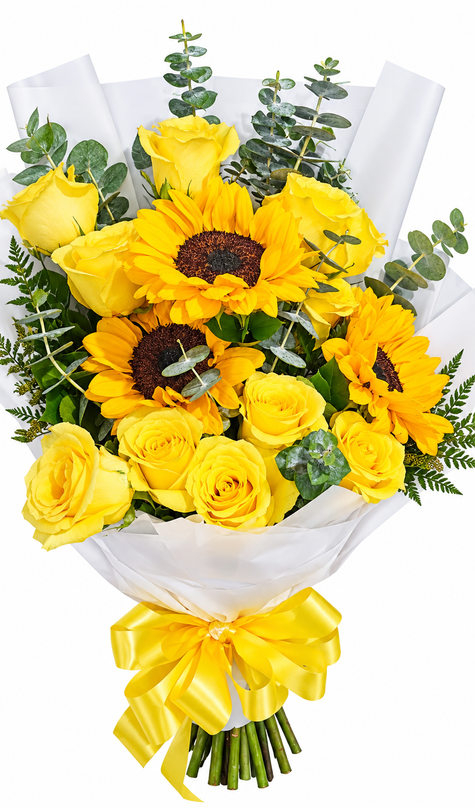 Golden Sunflower & Rose Bouquet