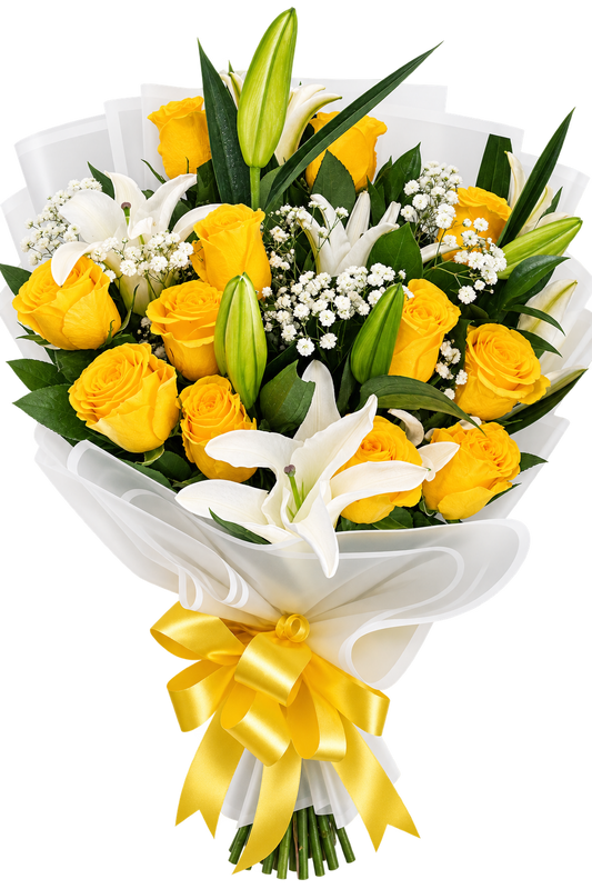 Golden Roses & Lilies Bouquet