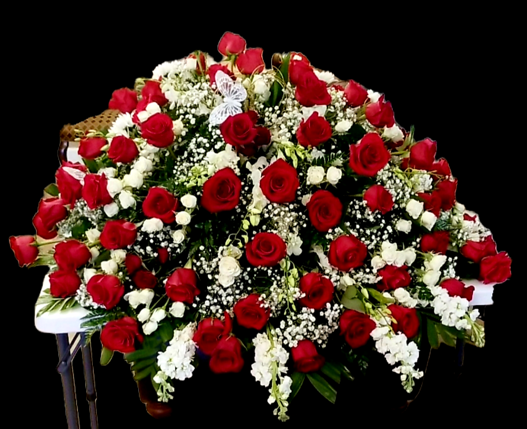 Premuim red rose casket